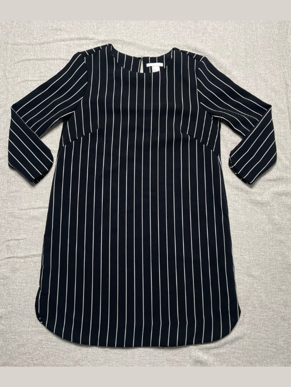 H&M Black & White Pinstriped Shift Dress Size 8